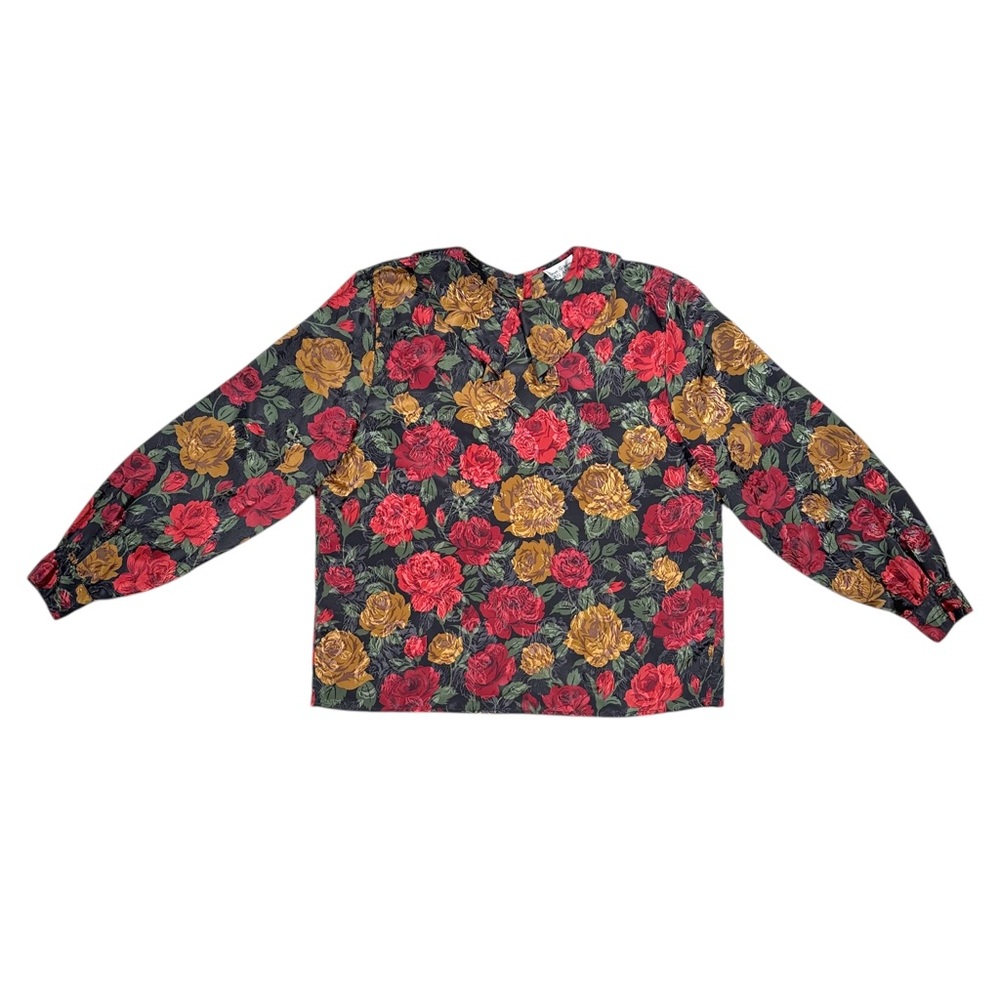80’s Floral Long Sleeve Blouse